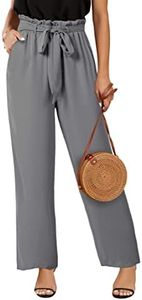 SySea Womens Wide Leg Palazzo Pants High Waisted Casual Cropped Paperbag Flowy Trousers with Belted