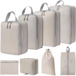 Compression Packing Cubes for Suitcases, 8 Set Packing Cubes for Suitcases for Travel Packing Cubes, Clothing Underwear Bag, for Man & Women Suitcase Organizer Bags Set for Luggage (Beige)