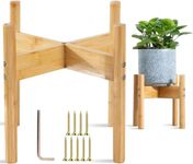 Suplong Upgraded Detachable Plant Stand Indoor, Sturdy Eco-friendly Bamboo Plant Stand, Modern Flower & Plant Pot Holder for Living room, Bedroom, Kitchen, Gift for Plant Lover(8'' in Diameter)