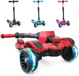 6KU Kids Kick Scooter with Adjustable Height, Lean to Steer, Flashing Wheels for Children 3-8 Years Old Red