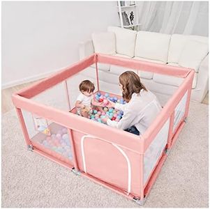 PandaEar Baby Playpen, Large Baby Playpen for Toddlers, Sturdy Baby Play Yards with Soft Breathable Mesh, Indoor & Outdoor Kids Activity for Infant Safety (50"×50") (Pink)