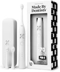 Made by Dentists PRO‑X Sonic Electric Toothbrush for Adults – 70‑Day Battery on One Charge, Dentist‑Designed Whitening Rechargeable Toothbrush, 3 Brush Heads & Travel Case, 3 Modes, White