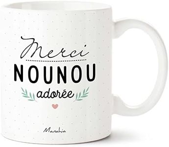 Manahia Mug Cadeau Nounou - Merci Nounou Adorée - Avec Boite Kraft - Imprimé en France - 330 mL Céramique - Tasse Merci Nounou - Cadeau Noël, Anniversaire Nounou - Cadeau Fin d'Année