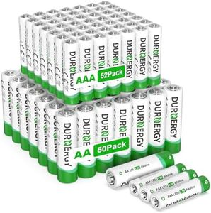 DURNERGY AA and AAA Batteries Combo, 100 Pack, 50pcs Triple A Batteries 50pcs Double A Battery, Alkaline 1.5 Volt Remote Batteries Variety Pack AA AAA