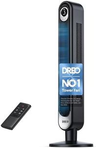 Dreo Tower Fan 42 Inch, Cruiser Pro T1 Quiet Oscillating Bladeless Fan with Remote, 6 Speeds, 4 Modes, LED Display, 12H Timer, Black Floor Standing Fan Powerful for Indoor Home Bedroom Office Room