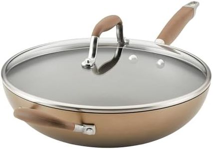 Anolon Advanced Home Hard Anodized Nonstick Deep Frying Skillet with Lid, 12-Inch Ultimate Pan, Bronze