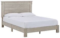 Signature Design by Ashley Full Panel Bed, Cast Iron, Whitewash