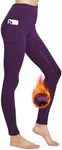 FitsT4 Sports Women's Winter Full Seat Riding Tights Fleece Lined Horse Riding Pants Silicon Grip Horseback Equestrian Breeches Pockets Purple Size L