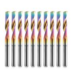 10 PCS CNC Single Flute Router Bits DLC Coating End Mill 1/8 Inch Shank,1/8 Inch Cutting Dia,15mm（0.59”） Cutting Length, Solid Tungsten Carbide Alloy CNC Bits Mill, Milling Cutter for Aluminum