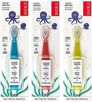 RADIUS Totz Toothbrush Extra Soft Brush BPA Free & ADA Accepted Designed for Delicate Teeth & Gums for Children 18 Months & Up - Blue Coral Yellow - Pack of 3