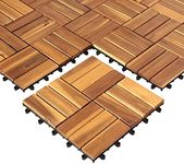 Deck Tiles Interlocking 27 Pack Solid Wood Outdoor Flooring Waterproof 12"X12" for Patio Porch Garden Balcony Poolside