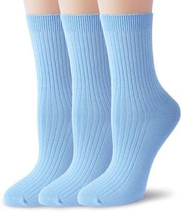 Hotlley TZYDMN Women's Casual Socks Comfortable Crew Ankle Socks 3 Pairs (Light Blue)