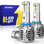 AUTOONE 9012/HIR2 LED Headlight Bulbs 6000K White, Canbus 25000LM 600% Brighter 9012 LED Bulbs Hi/Lo Beam Headlights Fog Lights Replacement, Plug and Play, Pack of 2