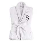 SUPERIOR Monogrammed Egyptian Cotton Bath Robe White Adult Unisex Bathrobe, Large/XLarge, S