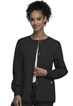 CHEROKEE womens4350Warm Up Scrubs Jacket Long Sleeves Medical Scrubs Jacket - Black - Medium