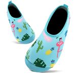 Kids Swim Water Shoes Toddlers Baby Aqua Socks Quick Dry Pool Beach Barefoot for Boys Girls Children(Blue.Flamingo,4/4.5 UK Child,20/21 EU)