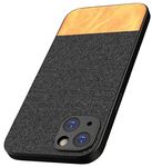 Kapa Soft Fabric & Leather Hybrid Protective Back Cover for Apple iPhone 15 Plus | Shockproof Slim Hard Anti Slip Back Case (Black,Brown)