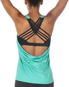 icyzone Camisetas de Yoga para Mujer con Brasier Integrado para Entrenamiento, Gimnasio, Chaleco Deportivo (S, Cayos de Florida)