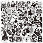 50 Pcs Gothic Stickers for Hydro Flask Vinyl Waterproof Stickers for Laptop Skateboard,Water Bottles Computer Phone Punk Stickers Cool Horror Black and White Stickers