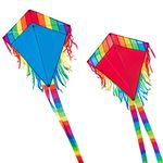 CIM Kite Set - Maya Eddy [2 Pcs red/blue] - single line kite for children from the age of 3 years up - 65x74cm - incl. 80m kite string and 2x250cm striped tails