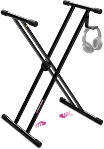 Liquid Stands Piano Keyboard Stand - X Style Adjustable and Portable Heavy Duty Music Stand for Kids and Adults - Fits 54 61 88 Key Electric Pianos - Double Braced Foldable Digital Piano Table Stand