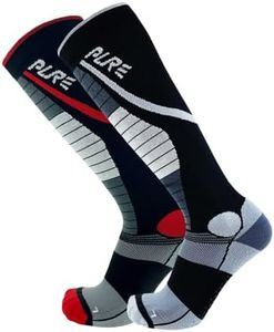 Pure Athlete Lifting Socks- Weightlifting Shin Guards, Deadlift Protector Compression Sock for Cross Training & Weightlift (Black/Grey + Black/Red- 2 Pack, Medium)