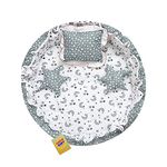 Infantbond Baby Cotton Super Soft Reversible Nest | Bed | Bedding Set(0-6 Months) (Star & Moon Grey, Baby Size)