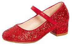 Lora Dora Girls Faux Leather Party Shoes Red Glitter 1 UK