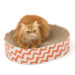 Conlun Cat Scratching Board,2 in 1 Oval Cat Scratcher Cardboard Bowl Nest,Cat Scratch Pad Corrugated Lounge Cat Bed for Indoor Cats Grinding Claw,Cat Furniture for Couch & Carpets & Sofas(43x33x10cm)