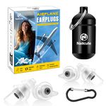 2 Pairs Flight Ear Plugs for Air Pressure, Pressure Equalizing Earplugs for Flying, Prevent Ear Pain & Reduce Noise Reusable Soft Silicone Buds, Airplane Travel Essentials -2 Sizes Fit All Ear Canal