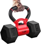 Yes4All Combo Kettle Grip (Single) + Rubber Hex Dumbbell (Single) - 30lbs - Red