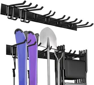 Garage Storage, Garage Organization, Heavy Wall Mount Garden Tool Organizer, Adjustable Metal Hooks, Tool Holder for Hanging Rake Broom Mop Snowboard, Garden Tool Wall Hooks and Hangers