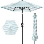 Best Choice Products 10ft Outdoor Steel Polyester Market Patio Umbrella w/Crank, Easy Push Button, Tilt, Table Compatible - Striped Sky Blue