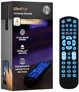 GE Universal Remote Control for Samsung, Vizio, LG, Sony, Sharp, Roku, Apple TV, TCL, Smart TV, Streaming Media Player, Blu-Ray Player, DVD Player, Easy Programming, 4-Device, Black, 40081