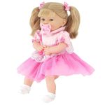 Bibi Doll 18" Realistic Baby Doll With Hair In Pink Outfit, Sounds & Dummy - Real Life Baby Dolls For Girls & Boys - Lifelike Baby Doll Talking Doll Interactive Doll Soft Body Baby Doll (Elizabeth)