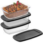 JoyJolt 3pc Loaf Pans for Baking Bread with Lids Baking Set. 1.9 Quart, Large Rectangular Baking Dish With Lid. Oven Pan, Banana Bread Pan, Lasagna Pan Deep with Lid, Bread Saver Container Airtight