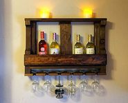 Vm decor Wooden Wall Hanging Design Bar | Bar Cabinets for Home | Mini Bar for Home | Solid Wood Make Wine Storage Cabinet with Glass Hanging Space-Walnut Finish