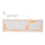 Zunate Foldable Silicone Keyboard Flexible Keyboard Roll Up Keypad, 106 Keys Waterproof Dustproof USB Wired Silent Soft Touch Keyboard for PC Notebook Laptop(Orange)