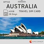 Australia SIM Card (40 GB, 28 Days) - Optus Prepaid SIM Card w/Unlimited Minutes & SMS to Australian Mobiles- 3-in-1 4G Hotspot Card w/Tethering- Standard, Micro, & Nano SIM Card For Unlocked Phones