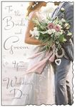 Greeting Card (JJ8717) - Wedding - Bride and Groom - On Your Wedding Day - Velvet Range - Embossed, Flitter and Foil Finish