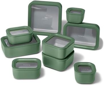 Caraway 22pc Glass Food Storage Set - Storage Containers for Food - Non-Toxic Ceramic-Coated Glass - Air Release Technology - Compact & Stackable Design - Sage