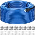 Copkim 100ft Heat Tape for Roof and Gutters Snow Deicing Heating Cable Kit with Roof Clips and Spacers Pipe Freeze Protection with Mounting Buckle, 110V, 5W Per Foot