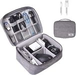 OrgaWise Electronics Organizer, Electronic Accessories Bag Travel Cable Organizer Three-Layer for iPad Mini, Kindle, Hard Drives, Cables, Chargers (Two-Layer-Grey)