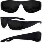 grinderPUNCH Super Dark Lens Black Sunglasses | Biker Style Rider | Wrap Around Frame