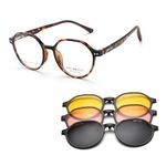 grey jack TR90 Magnetic Clip Sunglasses with 3 Pcs Sunglasses lens UV Protection Spectacle Frame for Men Women 6217