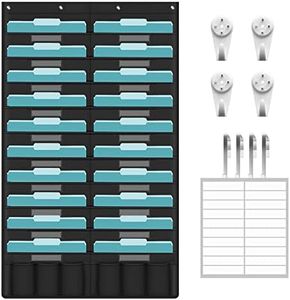 KIKIGOAL 20 Pockets Hanging Wall File Organizer, Heavy Duty Storage Pocket Chart With 20 Name Tag Pockets for File Folder and Paper, Space Saver for Office and Classroom