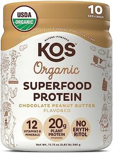 KOS Vegan Protein Powder, Chocolate Peanut Butter - Low Carb Pea Protein Blend, USDA Organic Superfood with Vitamins & Minerals - Keto, Soy, Dairy Free - Meal Replacement for Women & Men - 10 Servings
