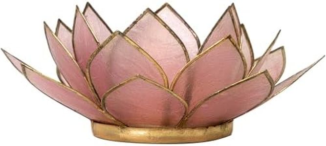 OM Gallery Gemstone Lotus Tealight Holder - Handcrafted Capiz Shell Design for Soft Glow, Elegant Home & Table Decor, Wedding Centerpieces, Votive Candle Styling, and Thoughtful Gifting - Rose Quartz