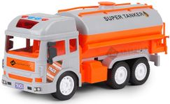 SHOPOFLUX Construction Tanker Truck Toy with Light & Sound, Friction Powered Push and Go Truck Toys for Kids, Boys and Girls Aged 3+ Year (Tanker)