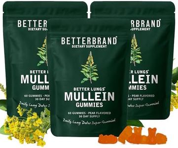 Betterbrand Mullein Chewable Gummies for Lung Cleanse and Detox, Respiratory Health Supplement, 2000mg Mullein Extract per Serving, 50:1 Extract - 90 Day Supply - Pear Flavored